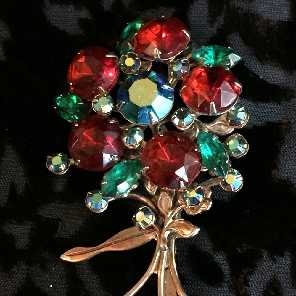 Colorful Vintage Rhinestone Broach or Pin